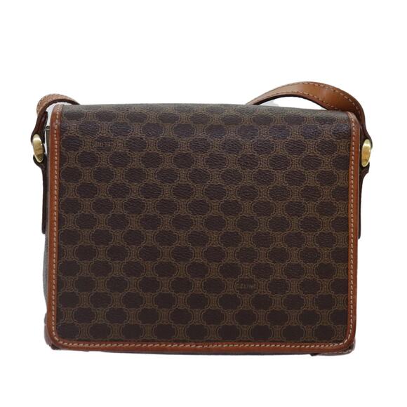 CELINE Macadam Canvas Shoulder Bag Pvc Leather Brown Gold - Picture 3 of 12